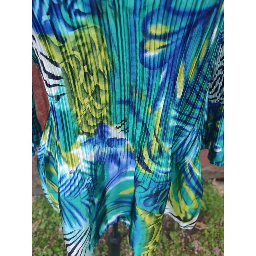 Mini Pleats Top Womens Size Large Pleated Satin Blouse - Picture 3 of 4